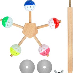 Oiibo Rotating Perch Bird Toy with Bell and Balls