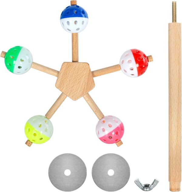 Oiibo Rotating Perch Bird Toy with Bell and Balls