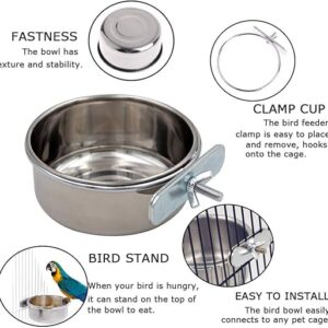 Tfwadmx Bird Food & Water Cups with Cage Clamp, 2-Pack for Parrots, Parakeets & Small Pets