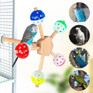 Oiibo Rotating Perch Bird Toy with Bell and Balls