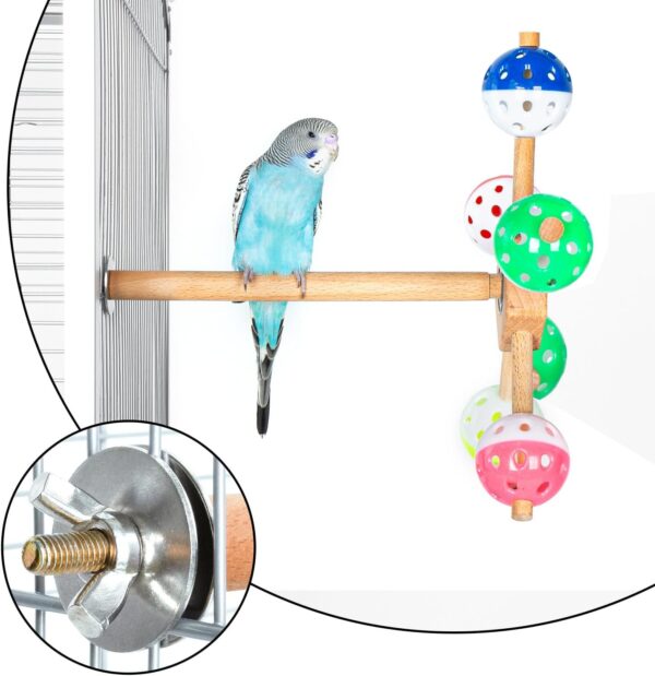 Oiibo Rotating Perch Bird Toy with Bell and Balls