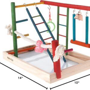 Penn-Plax Bird Life Wooden Playpen – Ideal for Cockatiels and Conures – Spacious Design