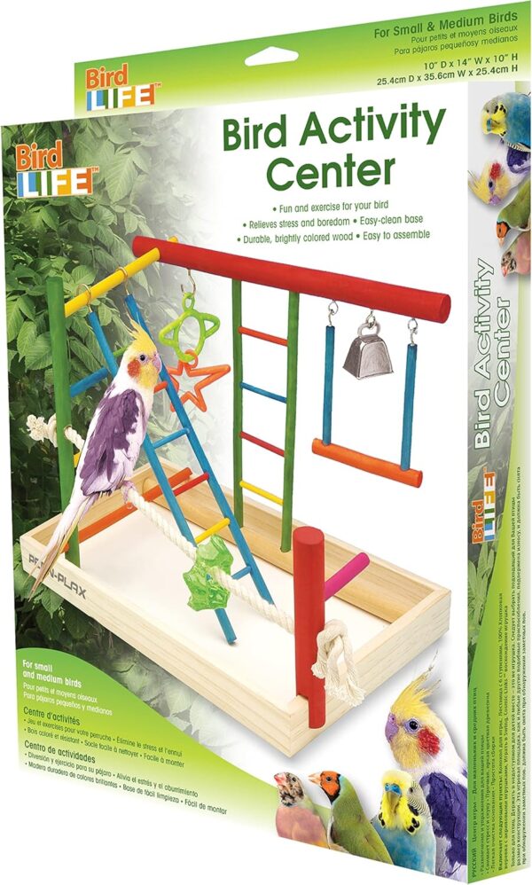 Penn-Plax Bird Life Wooden Playpen – Ideal for Cockatiels and Conures – Spacious Design